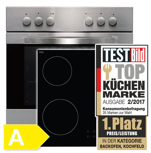 Junona Line Küche HELLGRAU GLANZ Amica EHC 209 001 EC - Herdset, Edelstahl Junona Line Frontfarbe HELLGRAU GLANZ Amica EHC 209 001 EC - Herdset, Edelstahl