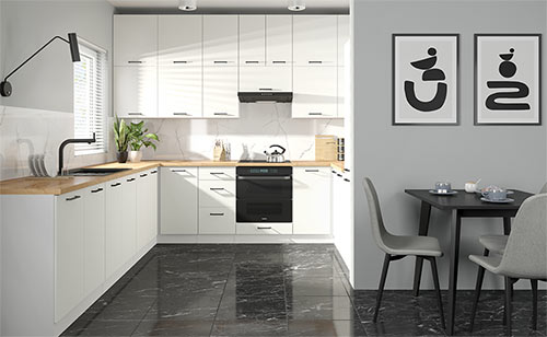 Küchenkollektion Junona Line Frontfarbe WEISS GLANZ Gallerie