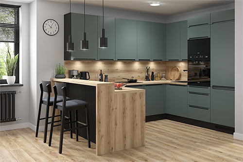 Modern Family Line Küchen Frontfarbe IRIS GRÜN MATT Gallerie Küchenkollektion Modern Family Line Frontfarbe IRIS GRÜN MATT Gallerie